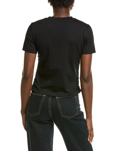 Burberry Black T Shirt With Check Pattern Detail In Black