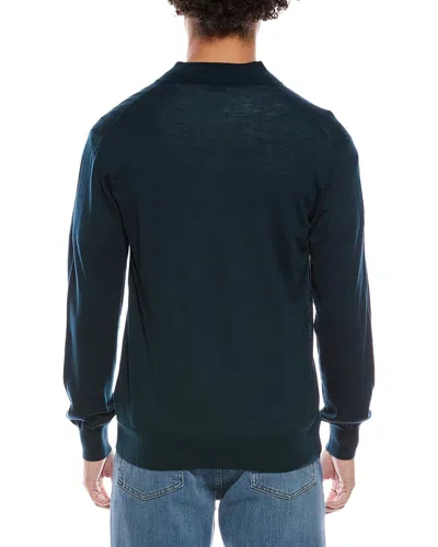 Eton Fine Knit Wool 1/2-zip Pullover In Green