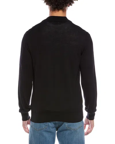 Eton Fine Knit Wool 1/2-zip Pullover In Black