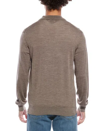 Eton Fine Knit Wool 1/2-zip Pullover In Brown