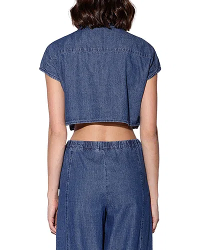 Walter Baker Bryce Crop Denim Top In Blue