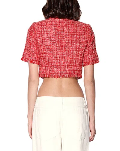 Walter Baker Rita Short Sleeve Cropped Tweed Top In Red