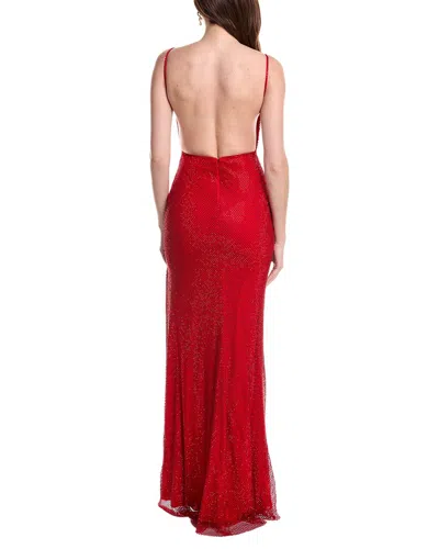 Jovani Solid Net Gown In Red