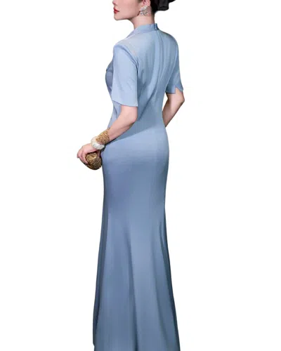 Burryco Blue Solid Maxi Dress In Blue