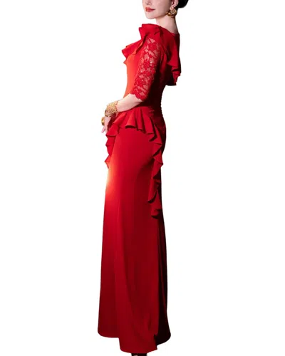 Burryco Red Solid Maxi Dress In Multi