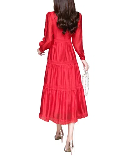 Burryco Red Solid Midi Dress In Red