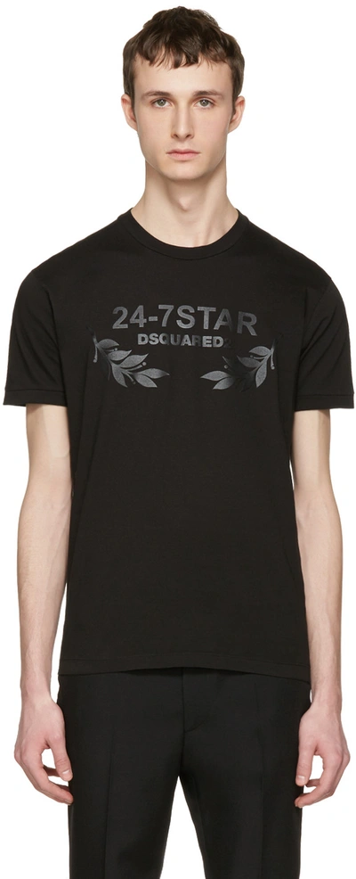 Shop Dsquared2 Black '24-7 Star' Logo T-shirt