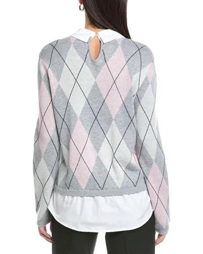Cece Argyle Twofer Wool-blend Sweater In Multi