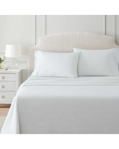 Martha Stewart Dottie Stripe Plain Cotton Percale Sheet Set In White