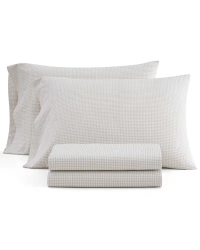 Martha Stewart Polka Dot Plain Cotton Percale Sheet Set In White