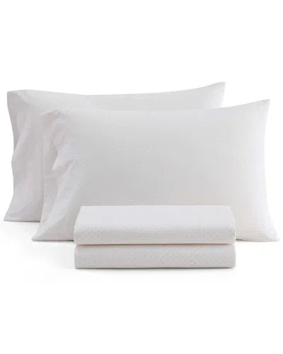 Martha Stewart Polka Dot Plain Cotton Percale Sheet Set In Neutral