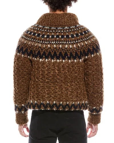 Moncler Indren Cable Knit High Collar Sweater In Brown