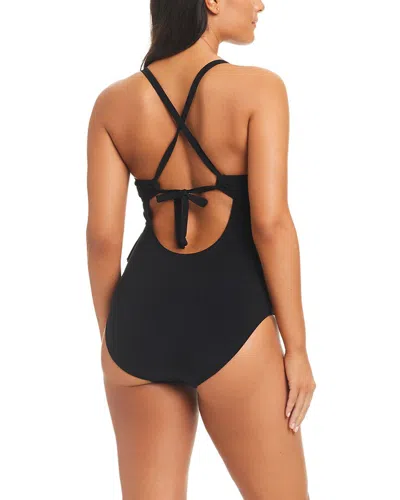 Beyond Control Swimwear Solid Essentials Ruffle Tier One-piece In Black