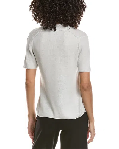 Theory Open Collar Top In White