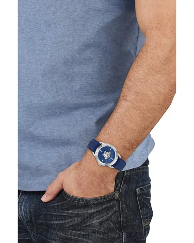 Versace V-code Strap Watch In Blue