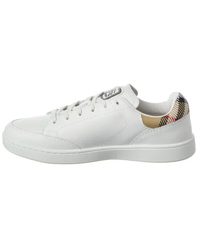 Burberry Low Top Sneakers Contrast Heel Detail Rubber Sole In White