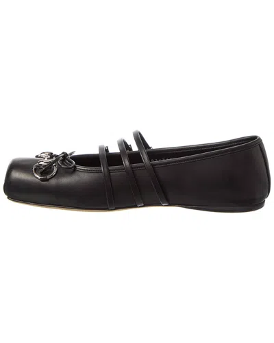Gucci Nappa Leather Square Toe Ballerina With Horsebit Detailing In Black