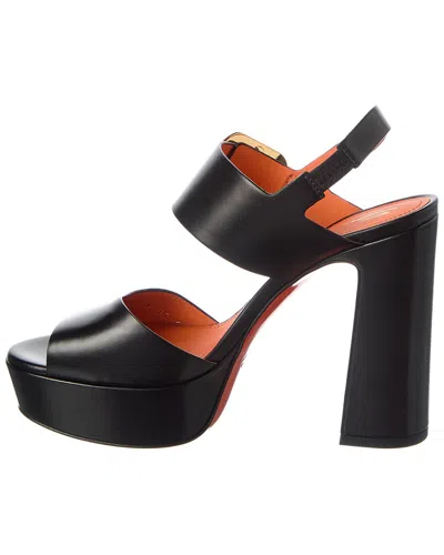 Santoni Leather Platform Sandal In Black