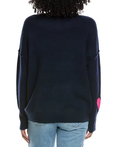 Cece Heart Pattern Sweater In Blue