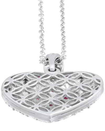 Maxcolor Silver Ruby Pendant Necklace In Metallic