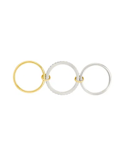 Sterling Forever Edda Cubic Zirconia Statement Linked Stacking Ring In Silver