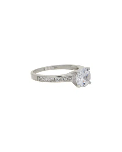 Sterling Forever Silver Cz Radiant Engagement Ring In Silver