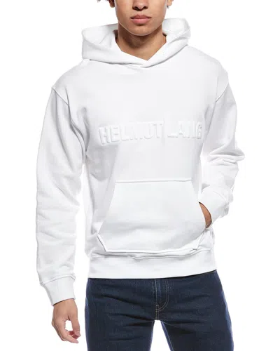Helmut Lang Embossed Studio Logo Hoodie In White