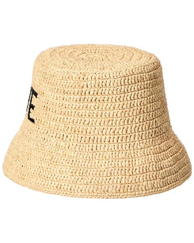 Loewe Logo-embroidered Raffia Bucket Hat In Brown