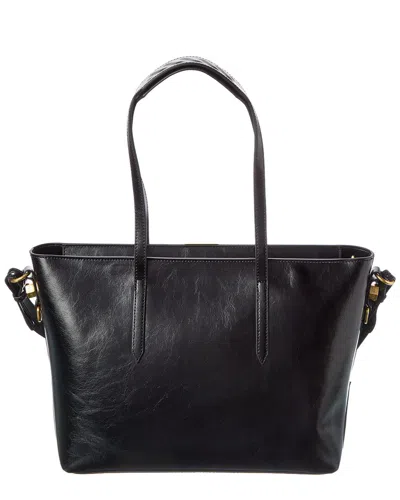 Off-white Diagonal Leather Tote In Black