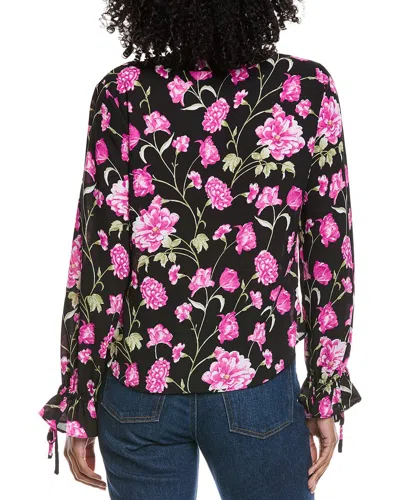 Cece V-neck Button Down Top In Multi