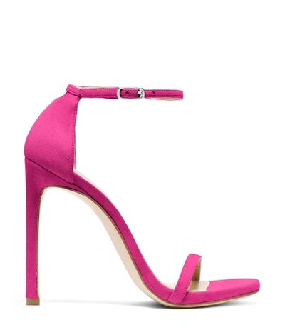 Stuart Weitzman The Nudist Sandal In Geranium Pink Suede