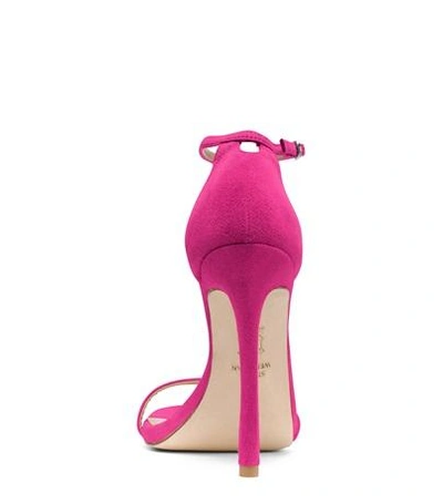 Shop Stuart Weitzman The Nudist Sandal In Geranium Pink Suede