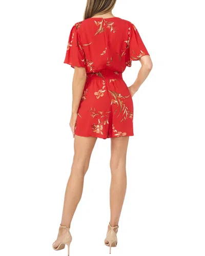 Cece V Neck Flutter Sleeve Romper In Red
