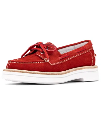 Donald Pliner Harlie02 Suede Lug Bottom Boat Shoe In Red