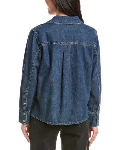 Rag & Bone Channing Split Neck Popover Top In Blue