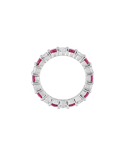 Rina Limor Silver 3.70 Ct. Tw. Lab-grown Created Ruby, Created White Sapphire Eternity Ring In Neutral