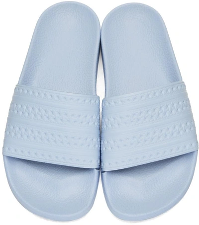 Shop Adidas Originals Blue Adilette Slide Sandals