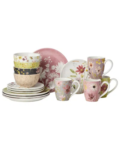 Certified International Wildflowers 16pc Dinnerware Set In Pink