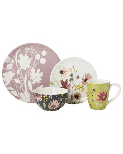 Certified International Wildflowers 16pc Dinnerware Set In Pink