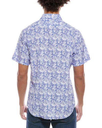 Tailorbyrd Distressed Printed Performance Shirt In Blue