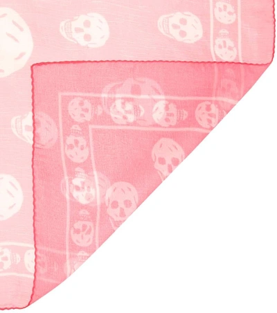 Shop Alexander Mcqueen Printed Silk Scarf In Pink