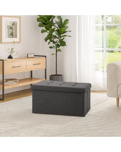Seville Classics Foldable Storage Bench/ottoman In Gray