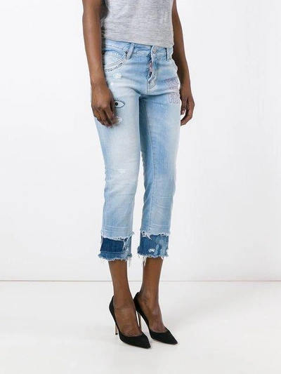 Shop Dsquared2 Cool Girl Embroidered Cropped Jeans - Blue
