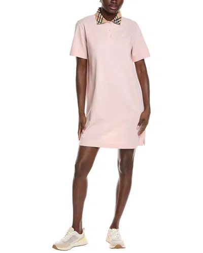 Burberry Piquet Polo Dress Checked Collar Short Sleeves In Pink
