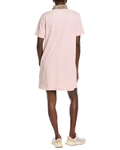 Burberry Piquet Polo Dress Checked Collar Short Sleeves In Pink