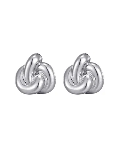 Adornia Silver Plated Chubby Knot Stud Earrings In White