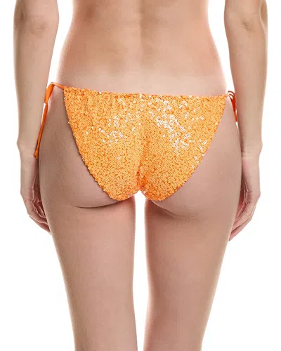 Norma Kamali Petite Sequin String Bikini Bottom In Orange