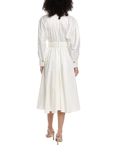 Alexis Viro Gathered Cotton-blend Midi Dress In White
