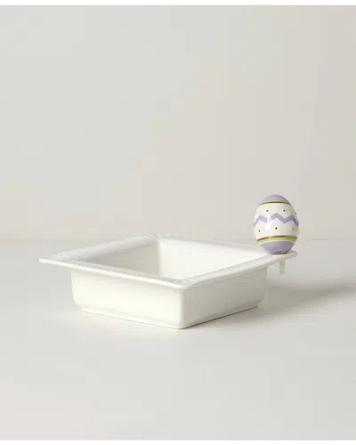 Lenox Profile Poppers Square Bowl Easter Egg Set In White