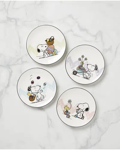 Lenox Peanuts Easter Snoopy 4pc Accent Plates Set In Multi